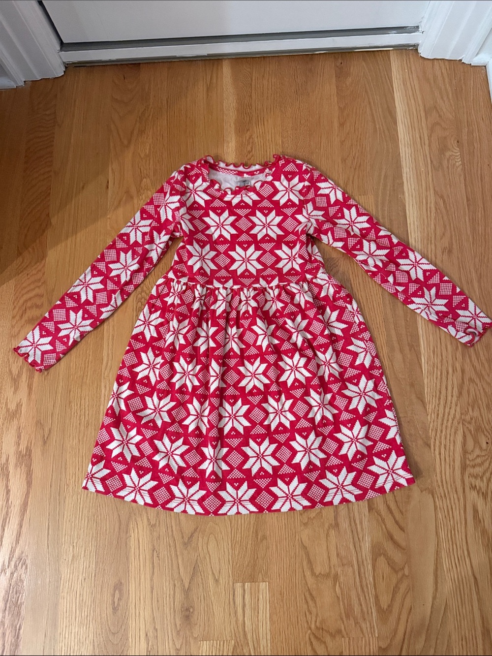 Hanna Andersson Red and White Snowflake Knit Dress